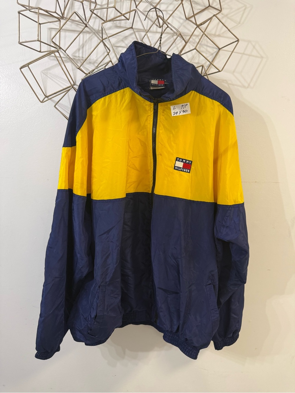 Tommy Hilfiger Yellow and Navy Colorblock Windbreaker Jacket